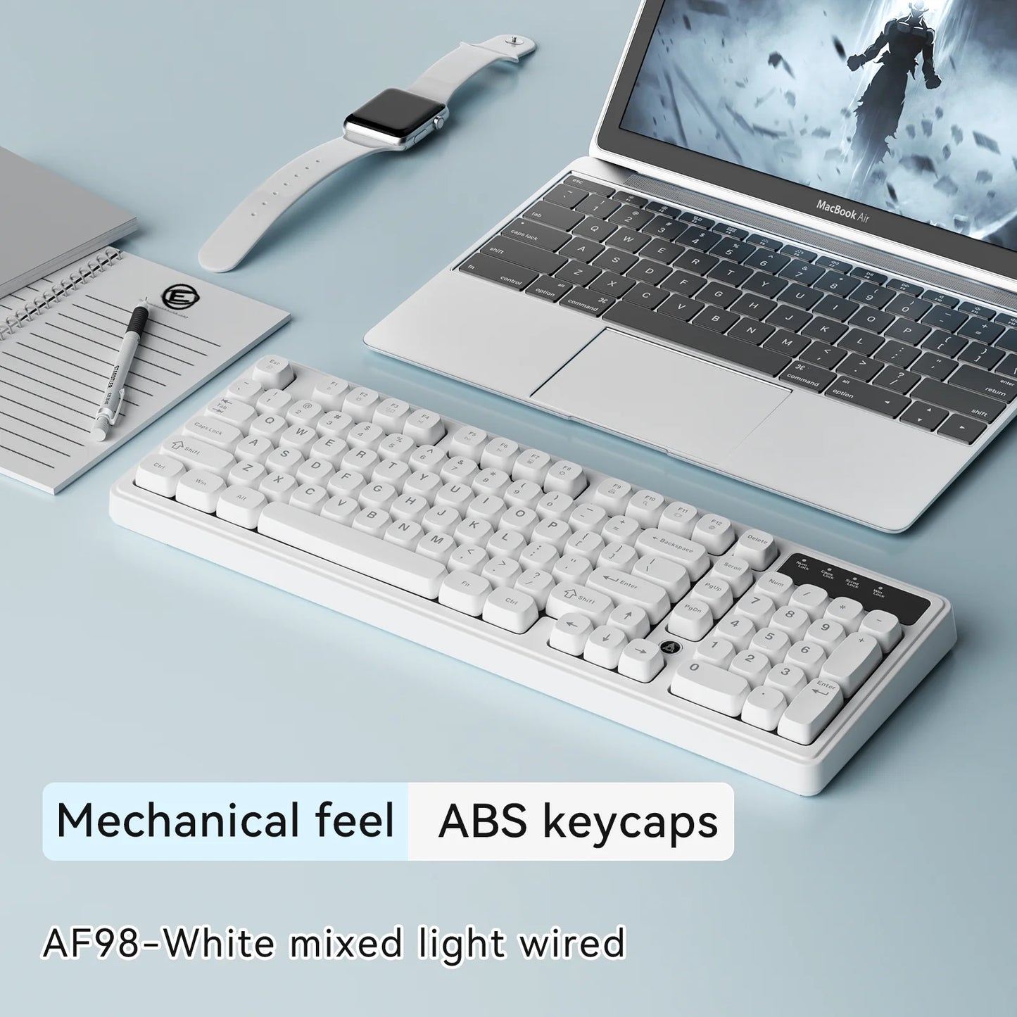 AJAZZ AF98 Wireless Mechanical-Feel Keyboard - Red White