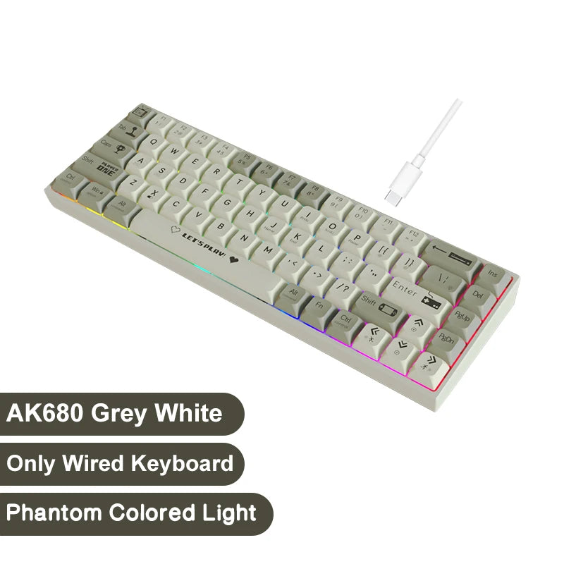 AJAZZ AK680 Wired Mechanical Gaming Keyboard - Gray Red