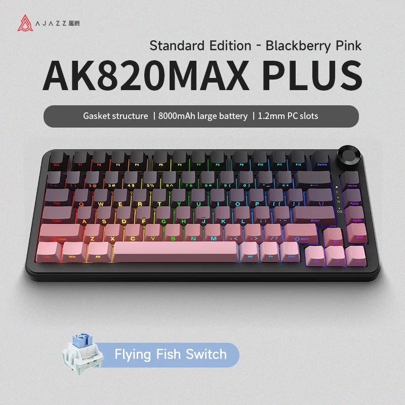 AJAZZ AK820 Max Tri-Mode Mechanical Gaming Keyboard - Grey