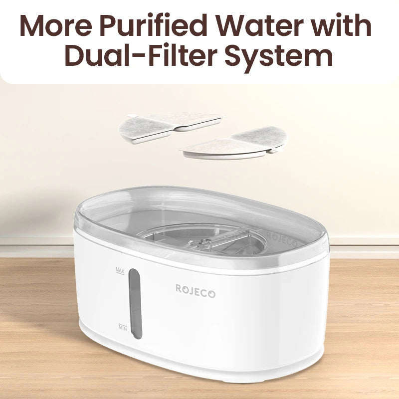 ROJECO Automatic Pet Water Fountain Dual Bowls Cat Water
