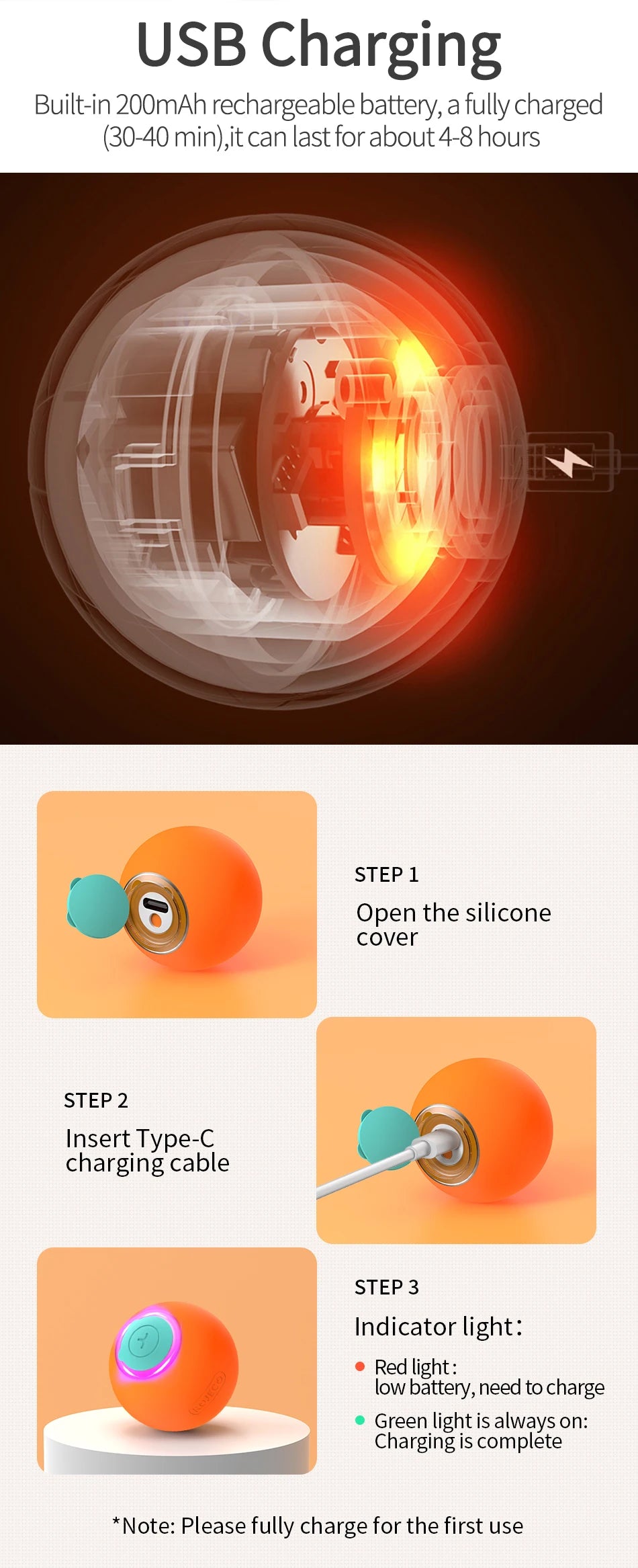 ROJECO Smart Interactive Cat Bouncing Ball Toy image 17