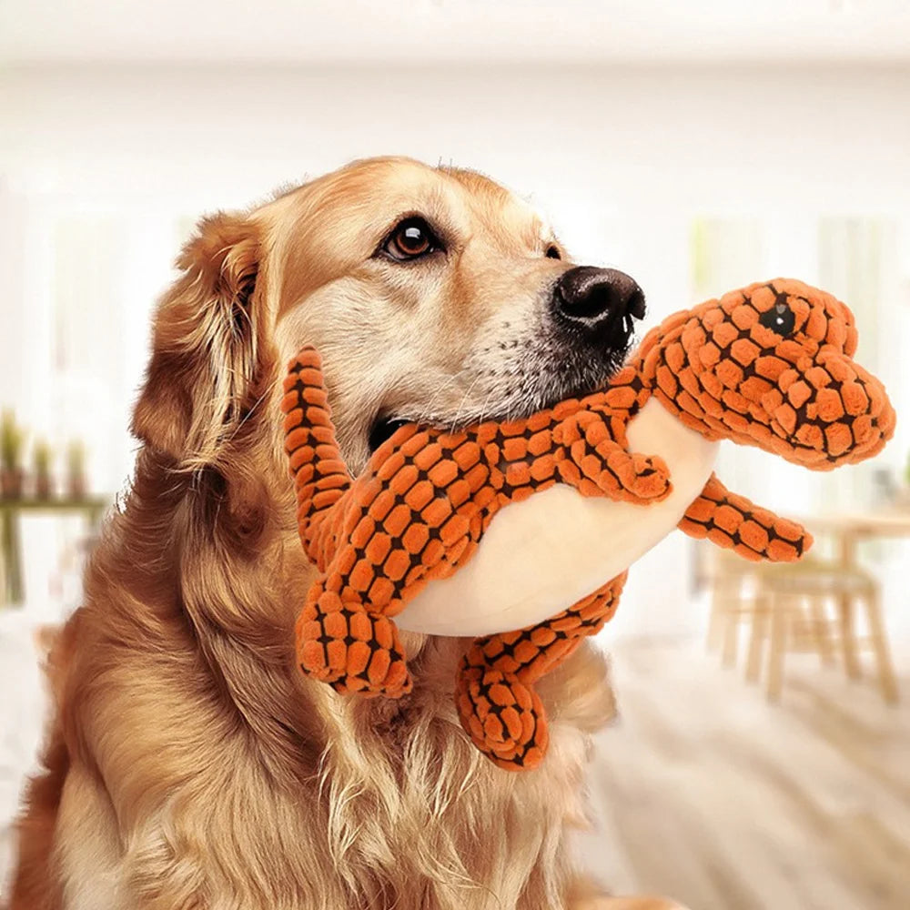 Plush Dinosaur Interactive Dog Toy for Small Dogs - Tiger