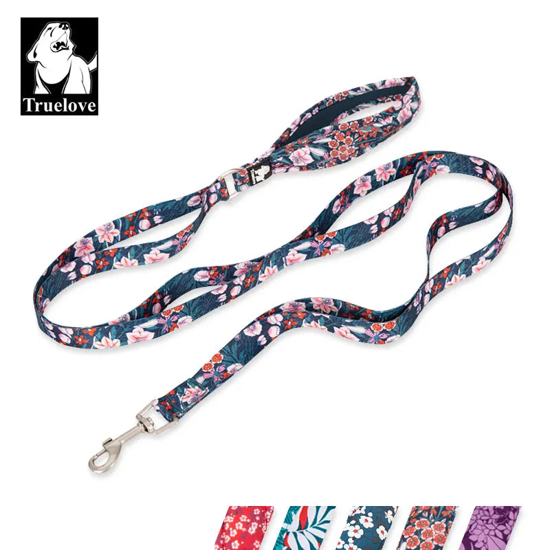 Truelove Nylon Double Handle Padded Dog Leash - Red