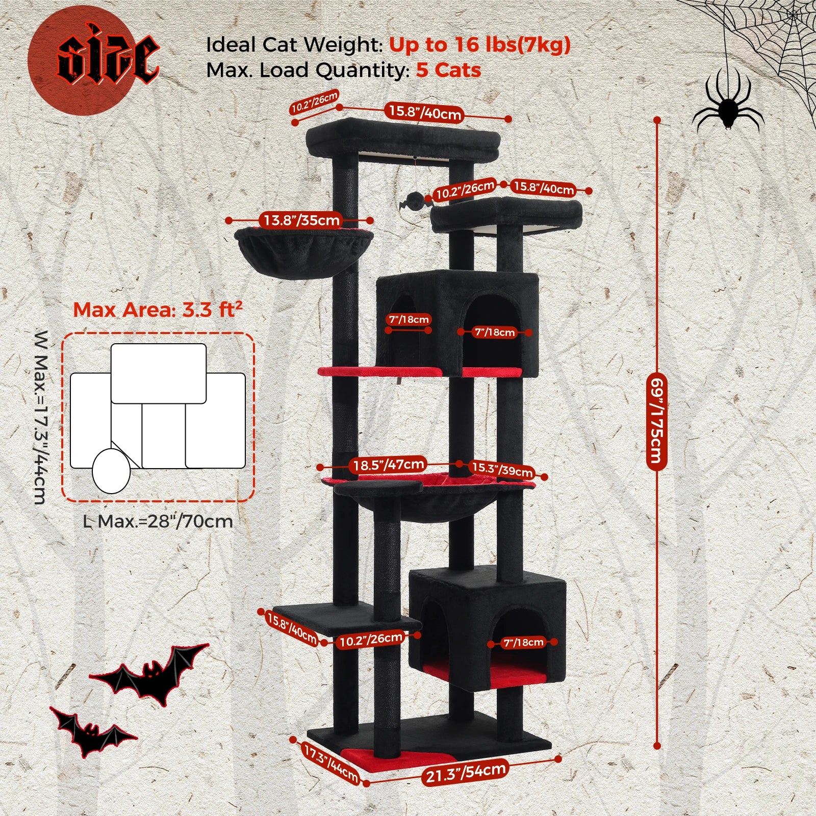 Tall Cat Tree Tower for Indoor Cats with Large Platforms image 3