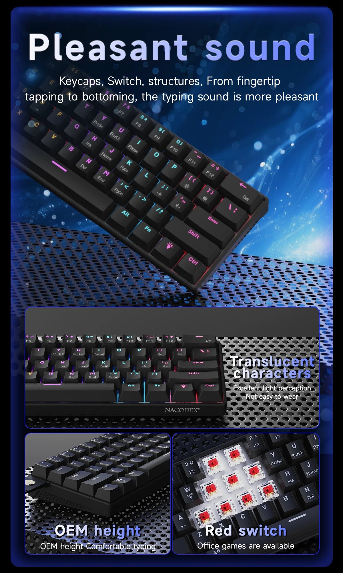 AJAZZ NK61 60% RGB Wired Mechanical Gaming Keyboard image 15