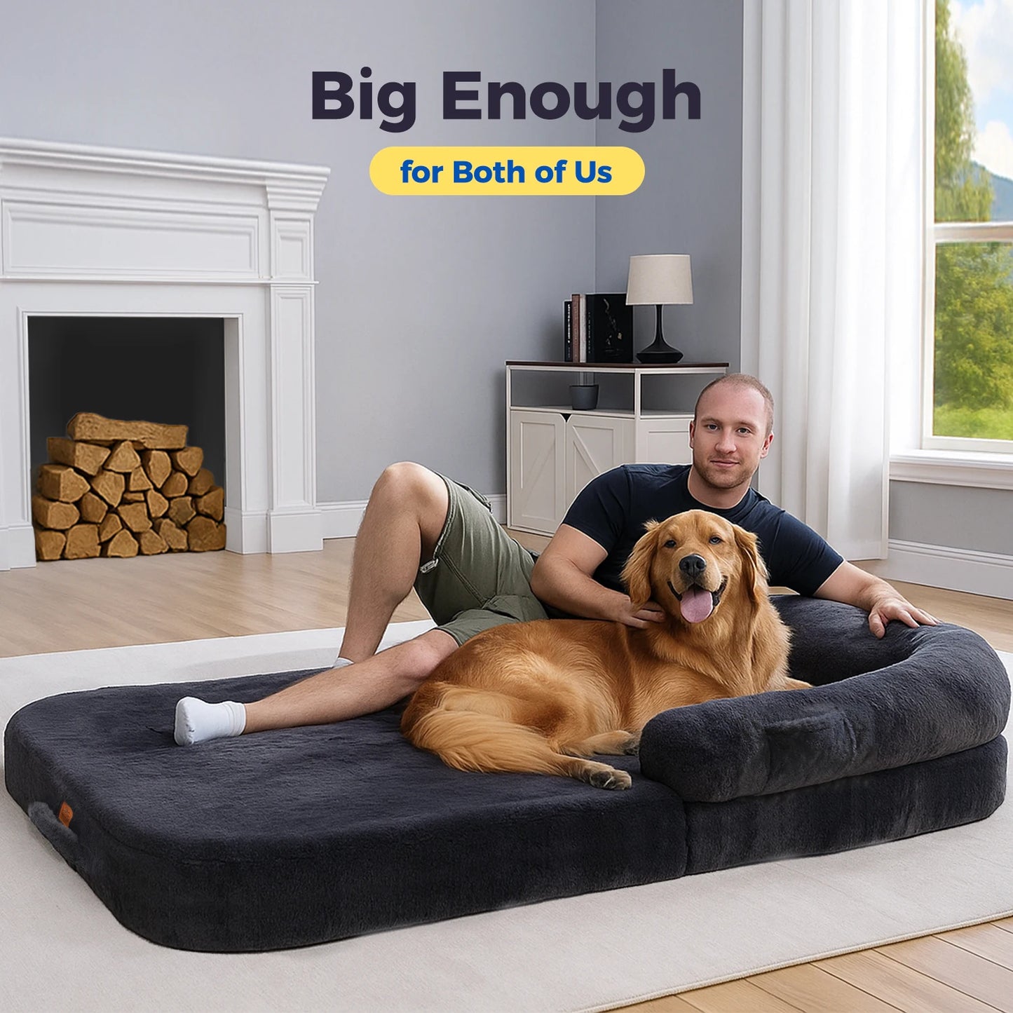 Foldable Plush Dog Couch Bed for Large Dogs image 3