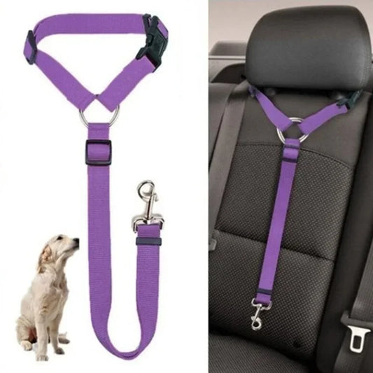 Two-in-One Dog Car Seat Belt & Leash (Solid Color)
