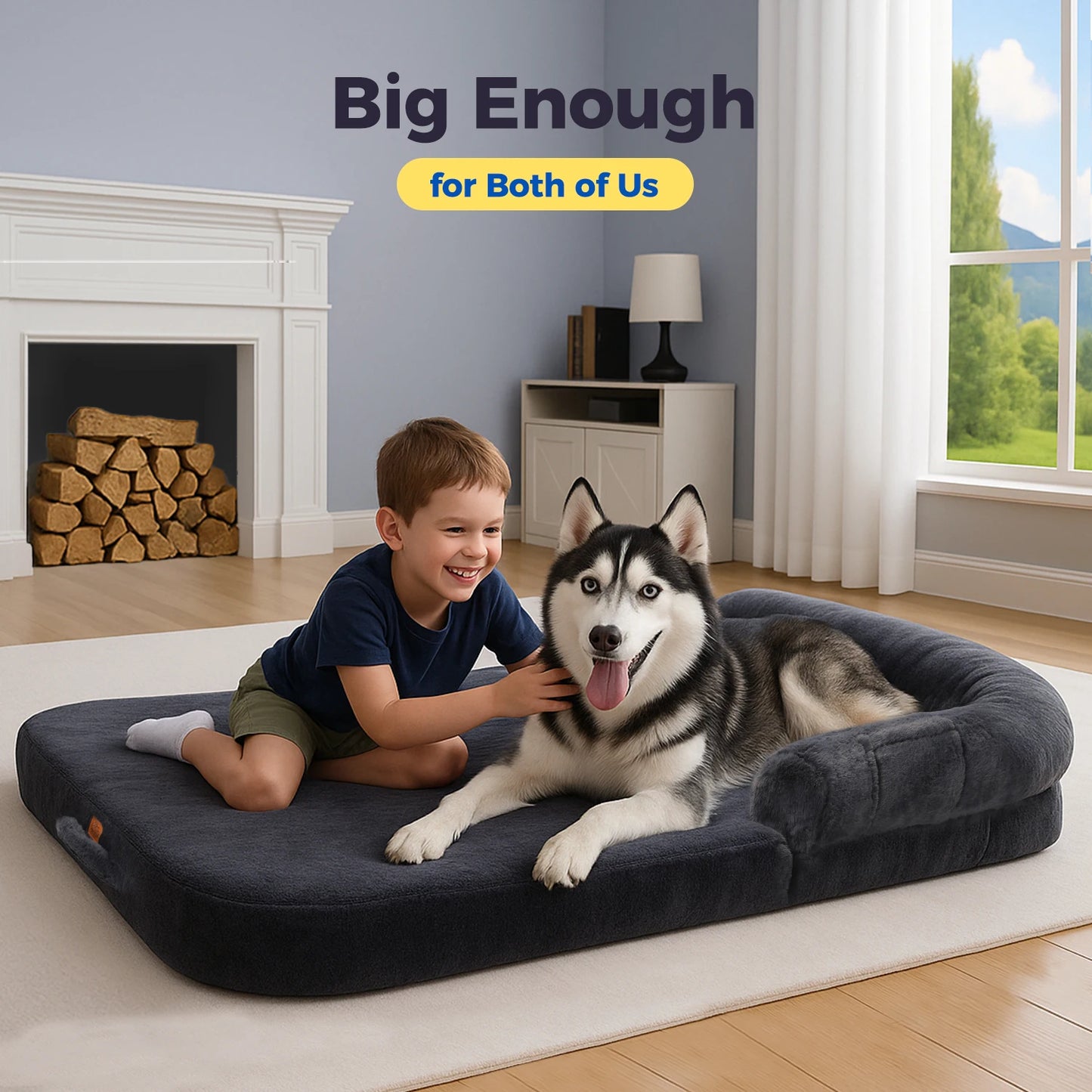 Foldable Plush Dog Couch Bed for Large Dogs image 2