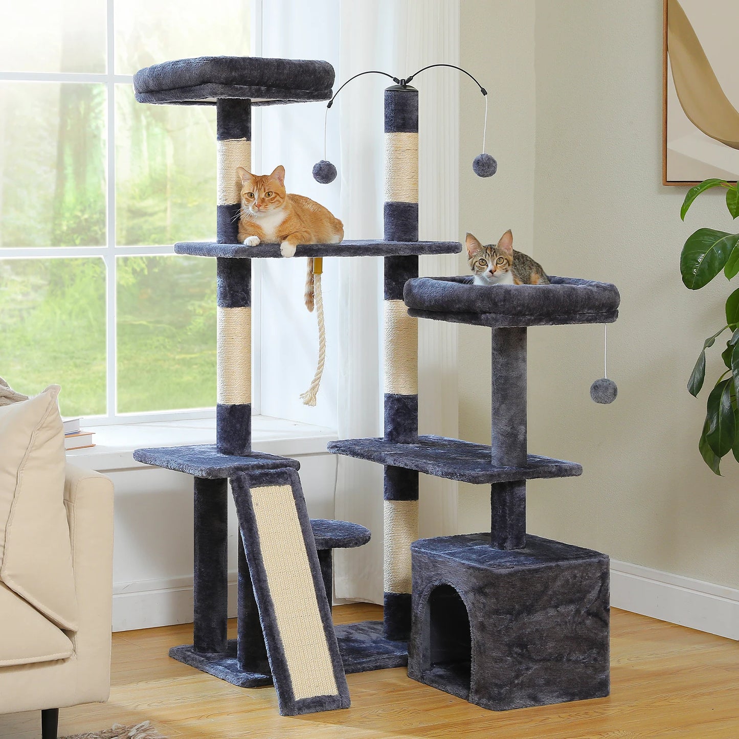 Multi-Level Cat Tree Tower with Sisal Scratching Posts