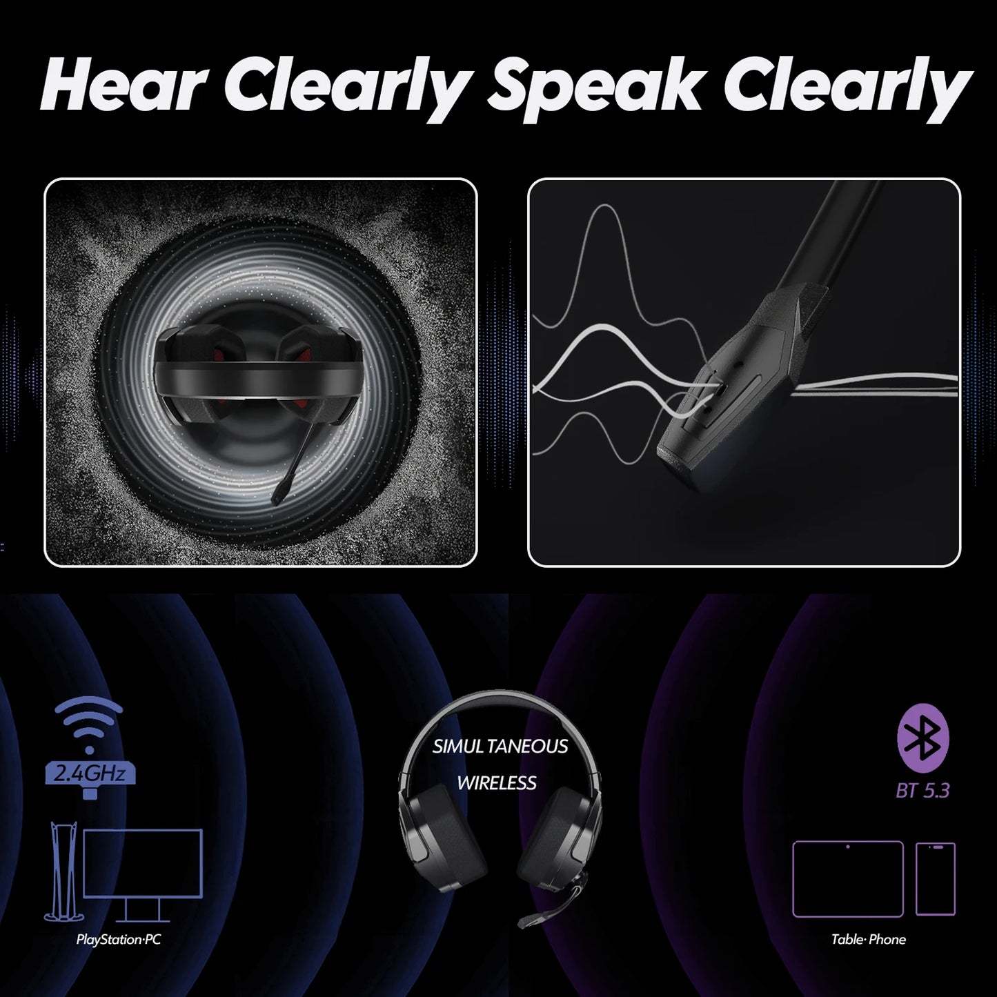 NUBWO G06 Dual Wireless Gaming Headset with Microphone (2.4GHz) - Red