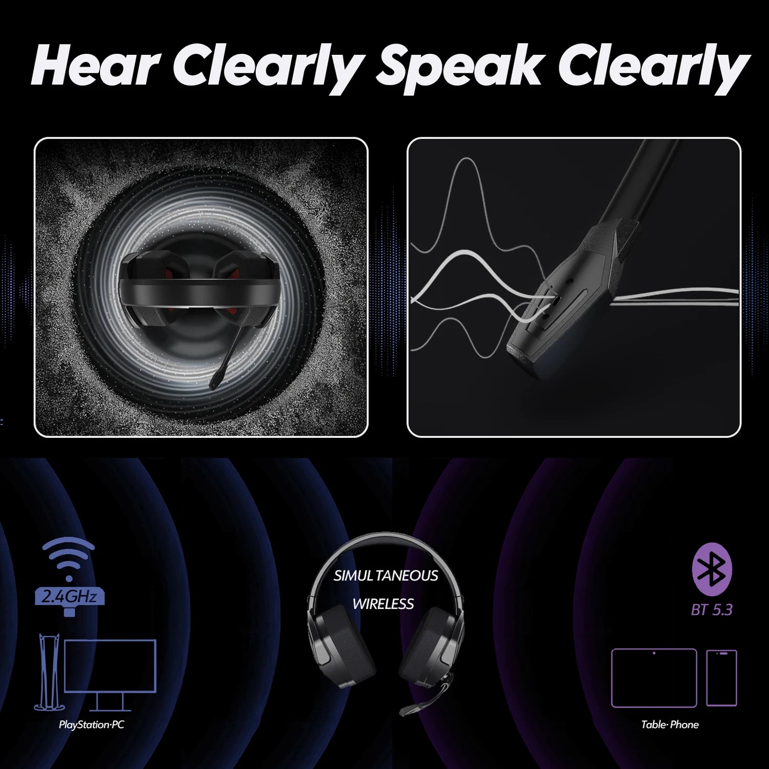 NUBWO G06 Dual Wireless Gaming Headset with Microphone (2.4GHz) - Red