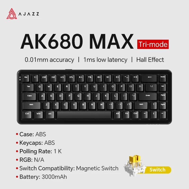 AJAZZ AK680 Max Magnetic Mechanical Keyboard 60% - Black