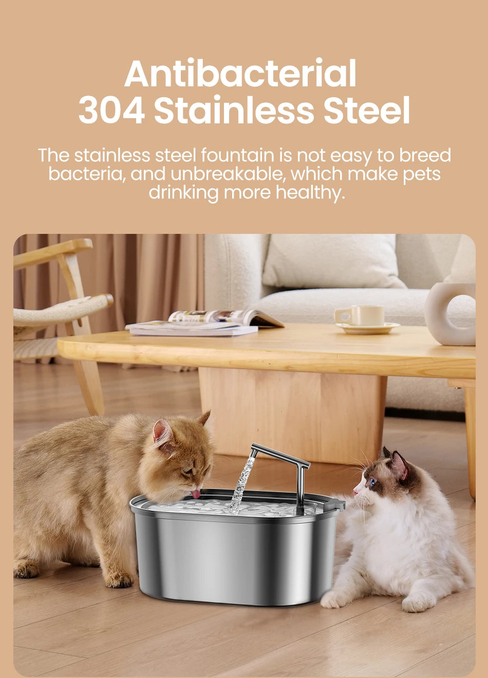 ROJECO Stainless Steel Automatic Cat Water Fountain image 9