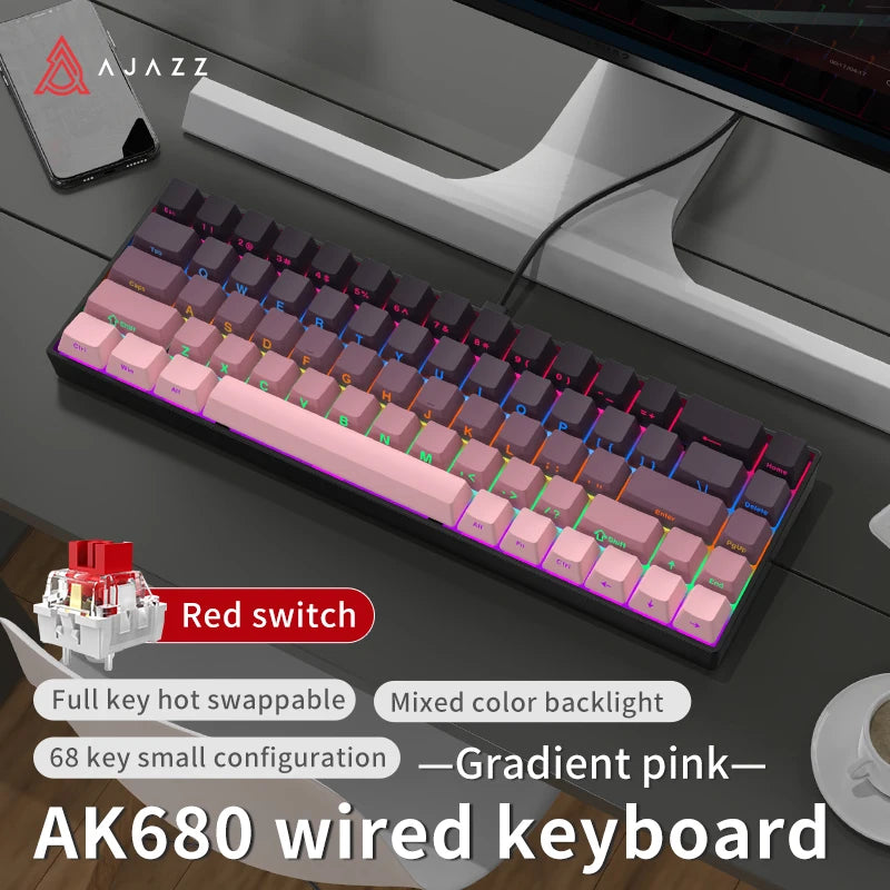 AJAZZ AK680 Wired Mechanical Gaming Keyboard - Red
