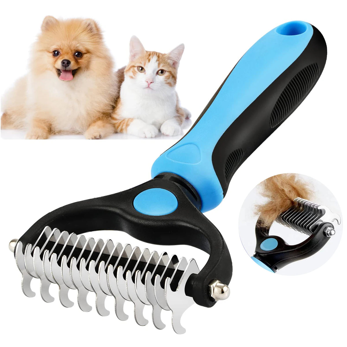 Professional Pet Deshedding Brush for Dogs & Cats - Red
