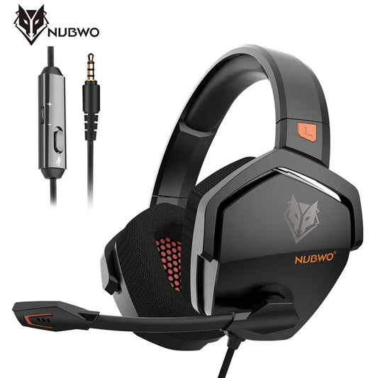 NUBWO N16 Hi-Fi Gaming Headset with Noise-Canceling Mic - Black Orange