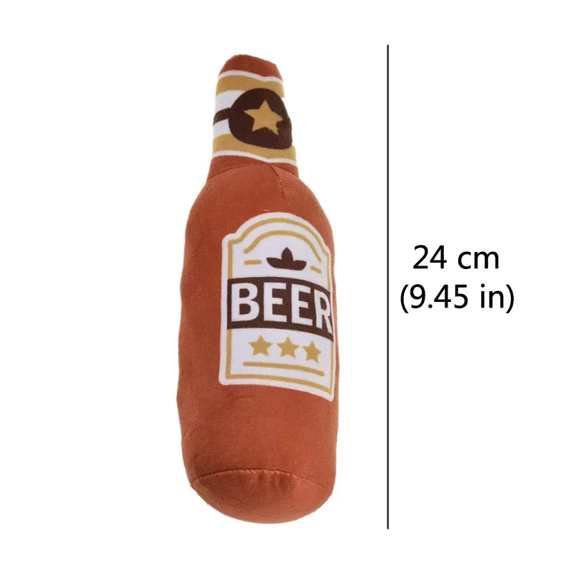 Plush Beer Bottle Dog Toy with Squeaker image 13