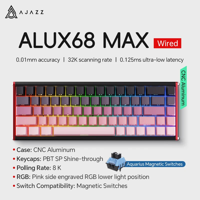 AJAZZ AK680 Max Magnetic Mechanical Keyboard 60% - Pink Black