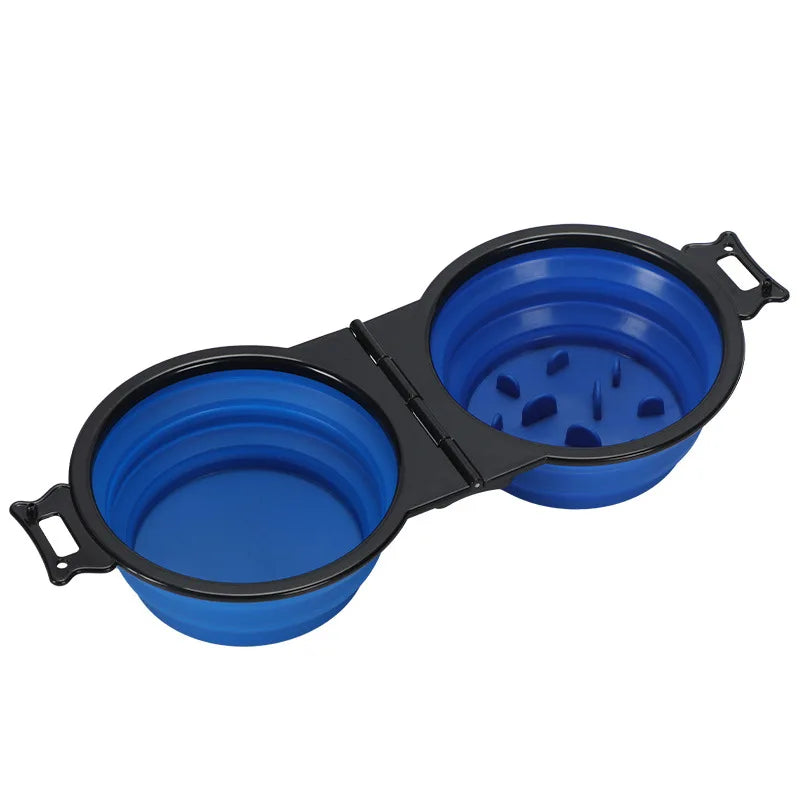 2-in-1 Foldable Dual Pet Feeding Bowl for Travel & Outdoor Use