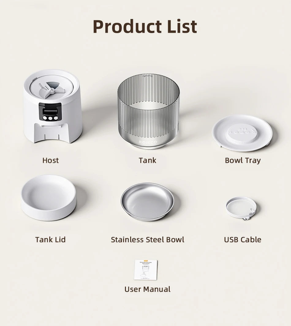 ROJECO Automatic Cat Feeder With 1080P HD Camera Video Smart Cat