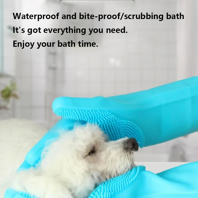 Pet Grooming Bath Gloves for Dogs & Cats - Grey