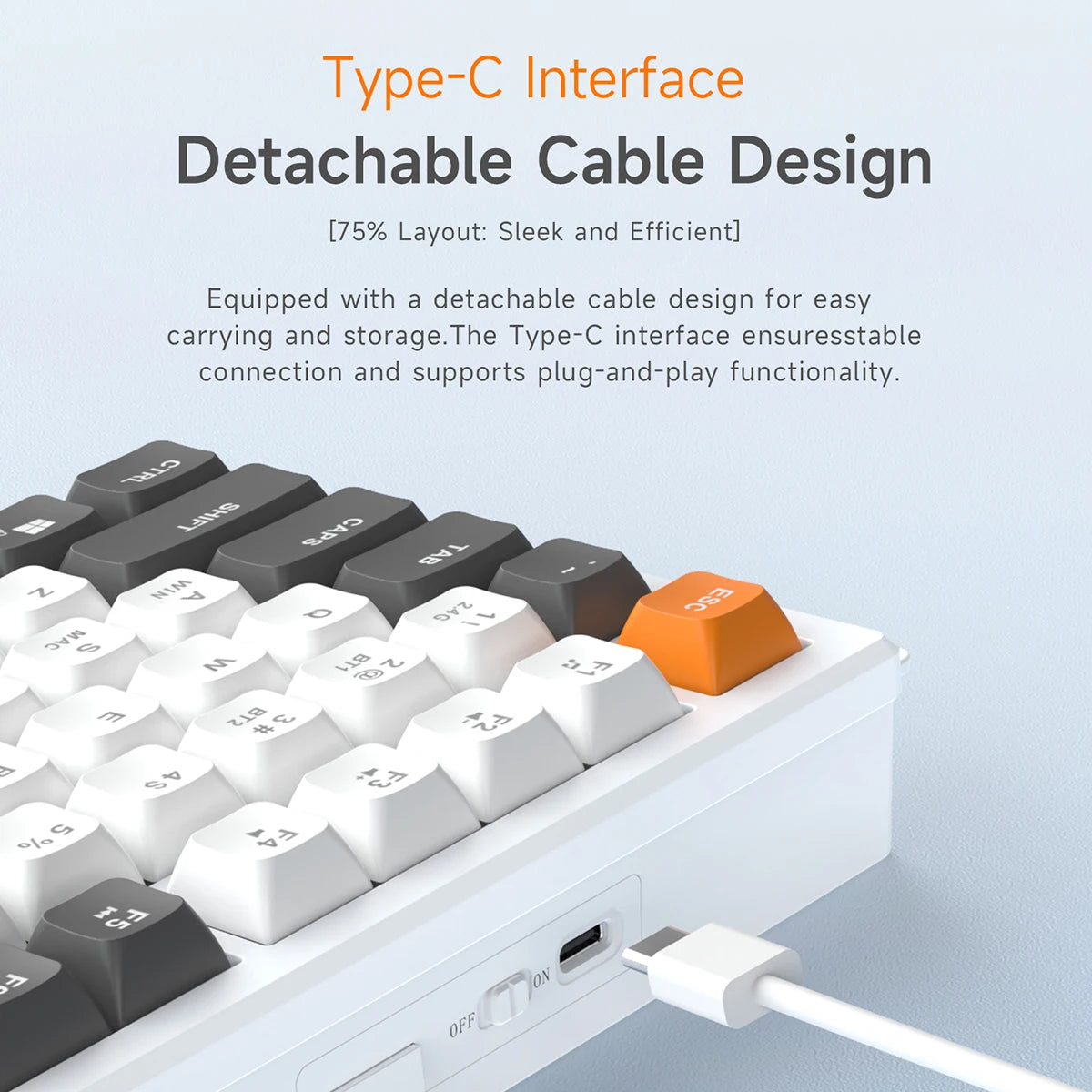 AJAZZ AF82 Low-Profile Wireless RGB Keyboard - Gray White Red