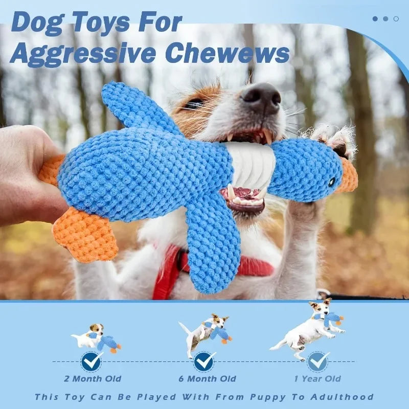 Blue Goose Plush Dog Toy (Tough Double-Color Design) image 4
