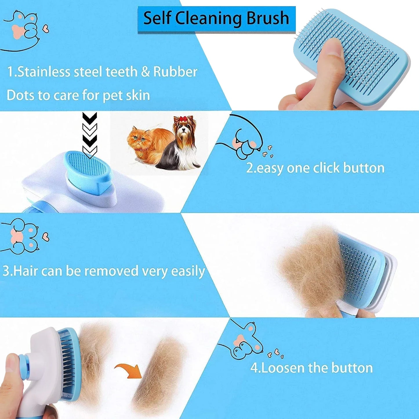 Dog & Cat Hair Remover Grooming Brush Comb