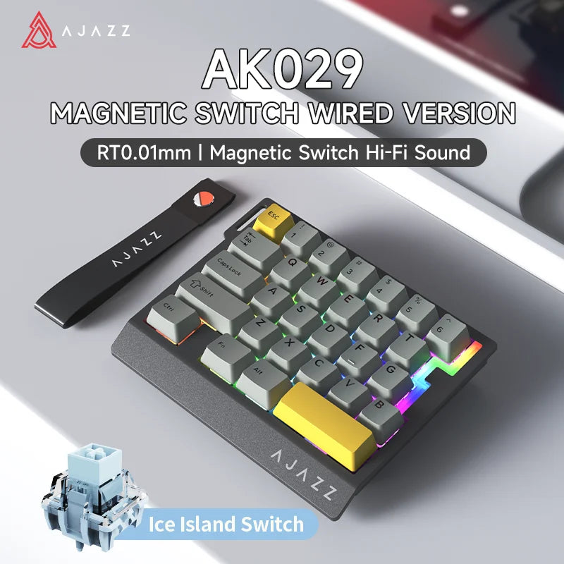 AJAZZ AK029 One-Handed Magnetic Gaming Keyboard - White Blue