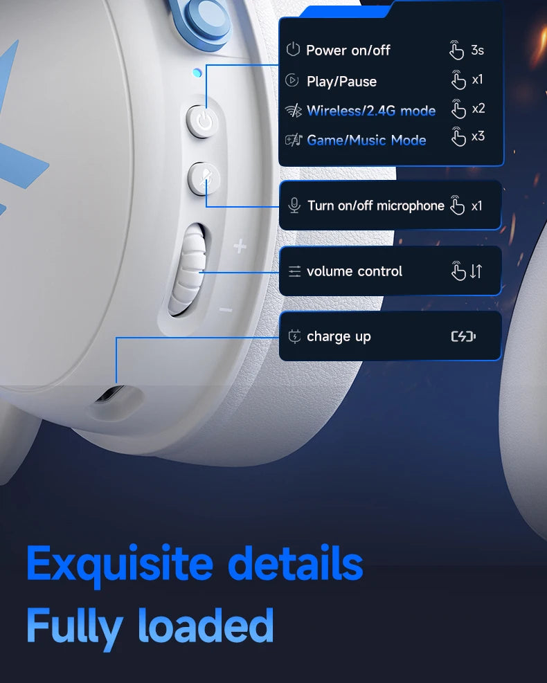 MCHOSE V9 Pro Tri-Mode Gaming Headset with Microphone image 25