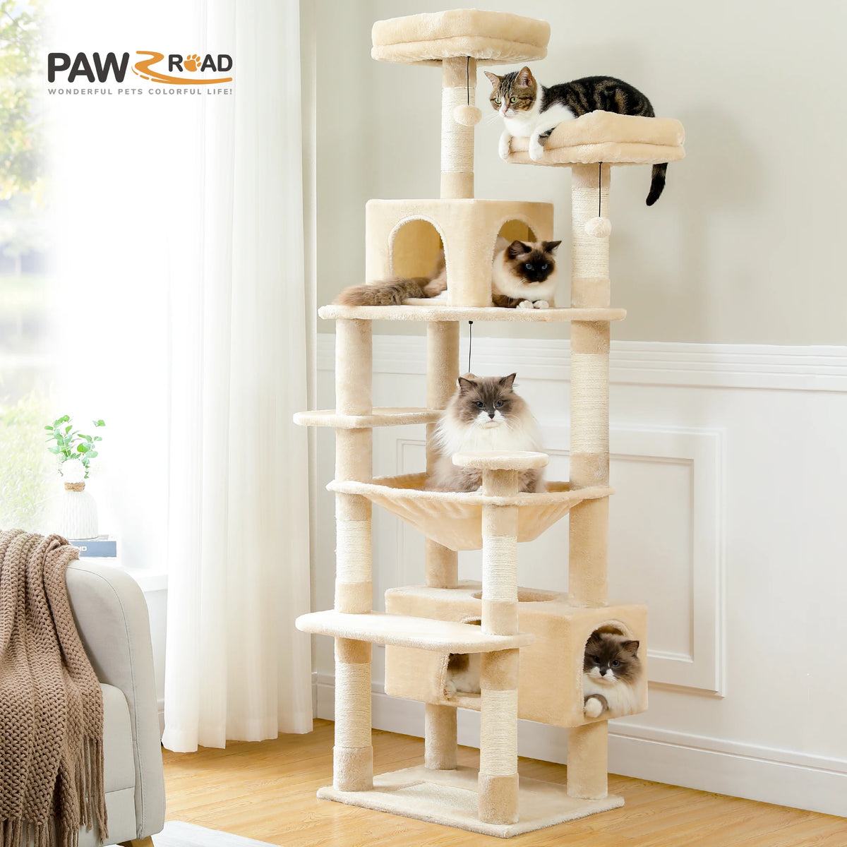 Large Multi-Level Plush Cat Tree Tower for Indoor Cats image 30