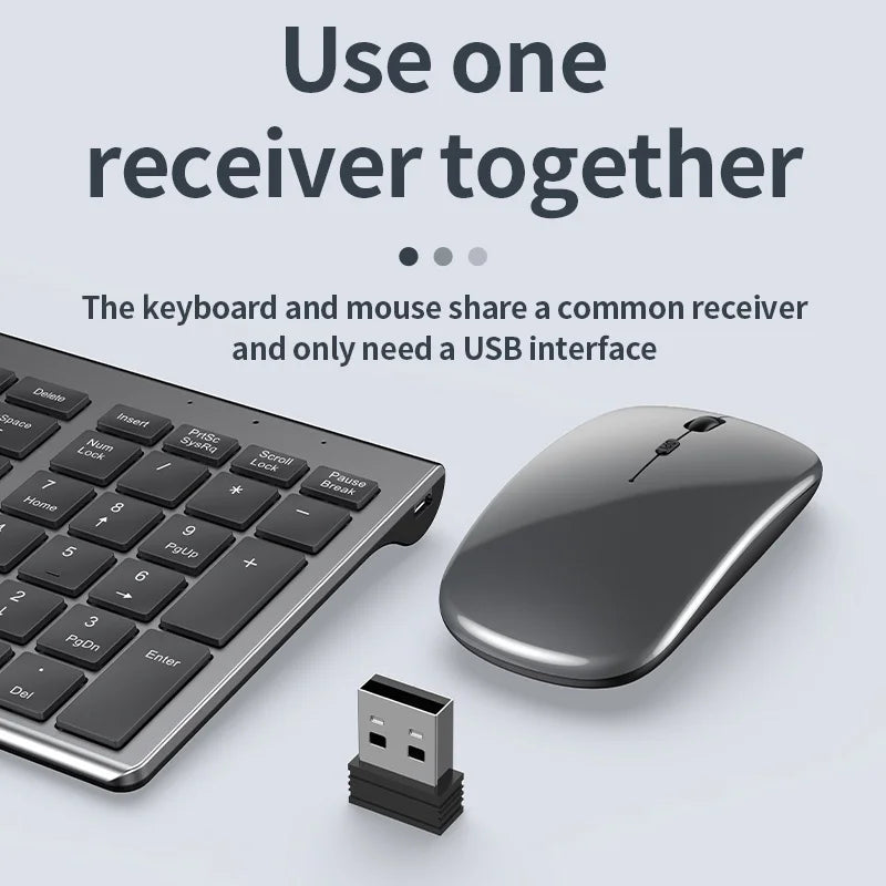 Jomaa Slim Bluetooth Keyboard & Mouse Combo - Gray