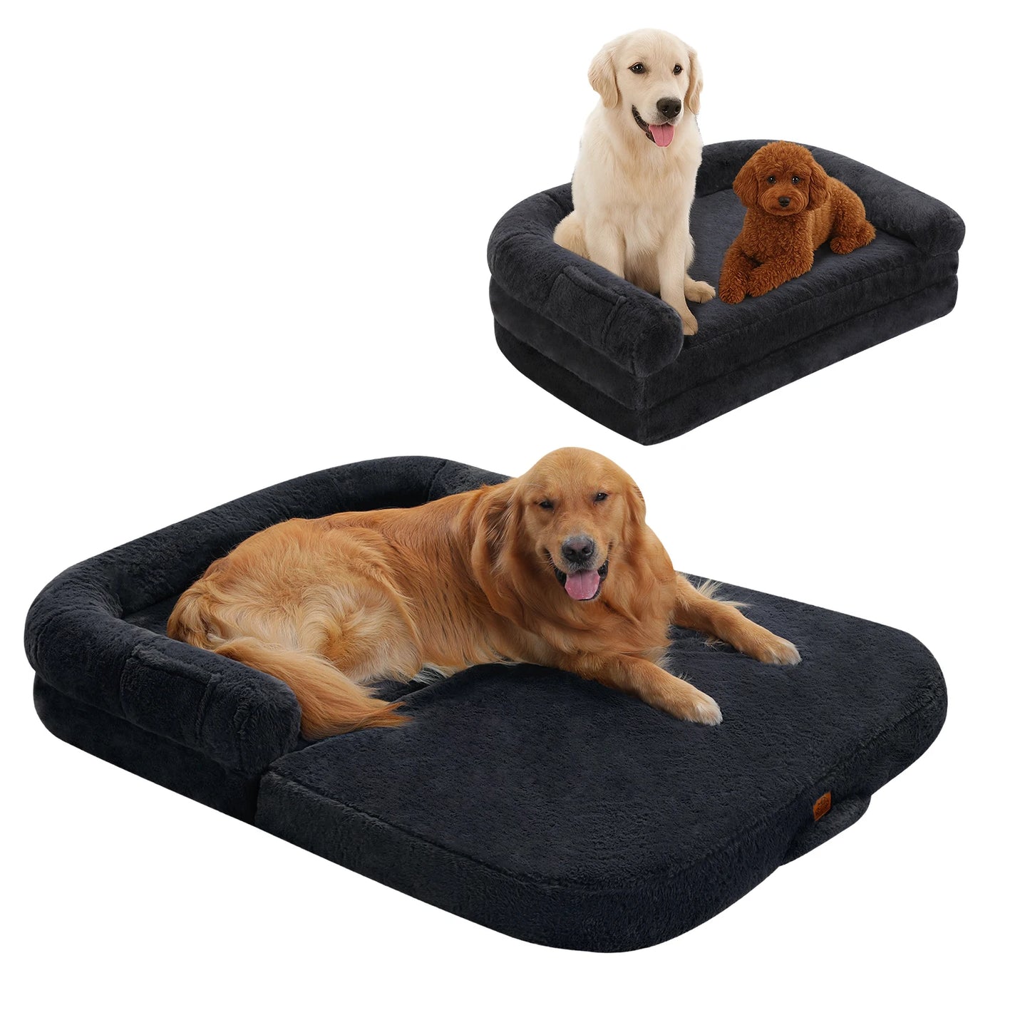 Foldable Plush Dog Couch Bed for Large Dogs