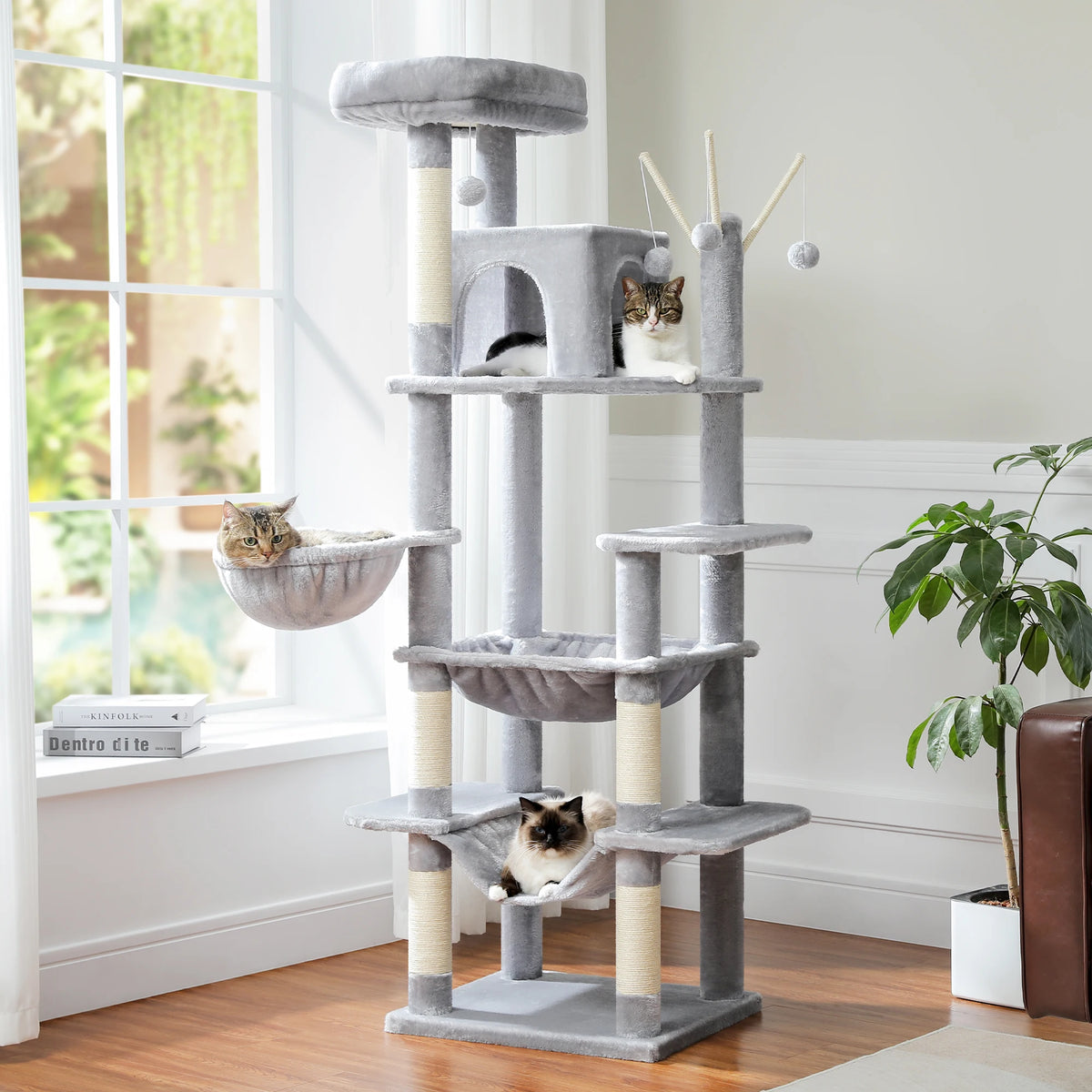 Large Multi-Level Plush Cat Tree Tower for Indoor Cats image 6