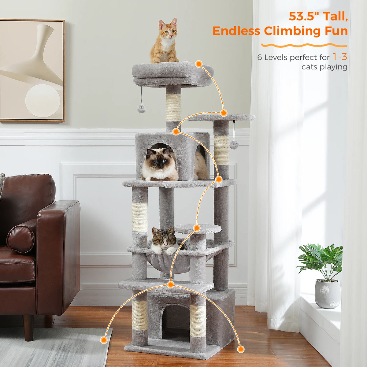 Large Cat Tree Tower for Indoor Cats with Sisal Posts image 44