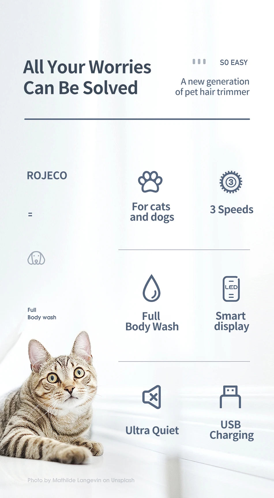 ROJECO Rechargeable Pet Hair Clipper for Dogs image 8