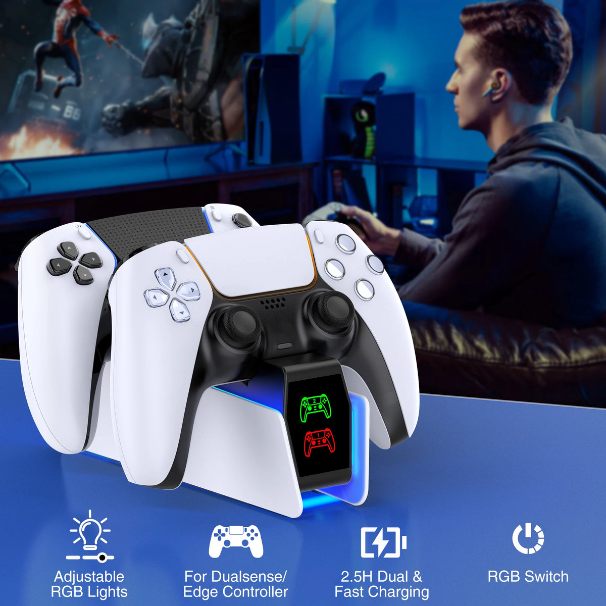 PS5 Dual Controller Charging Station with LED image 11