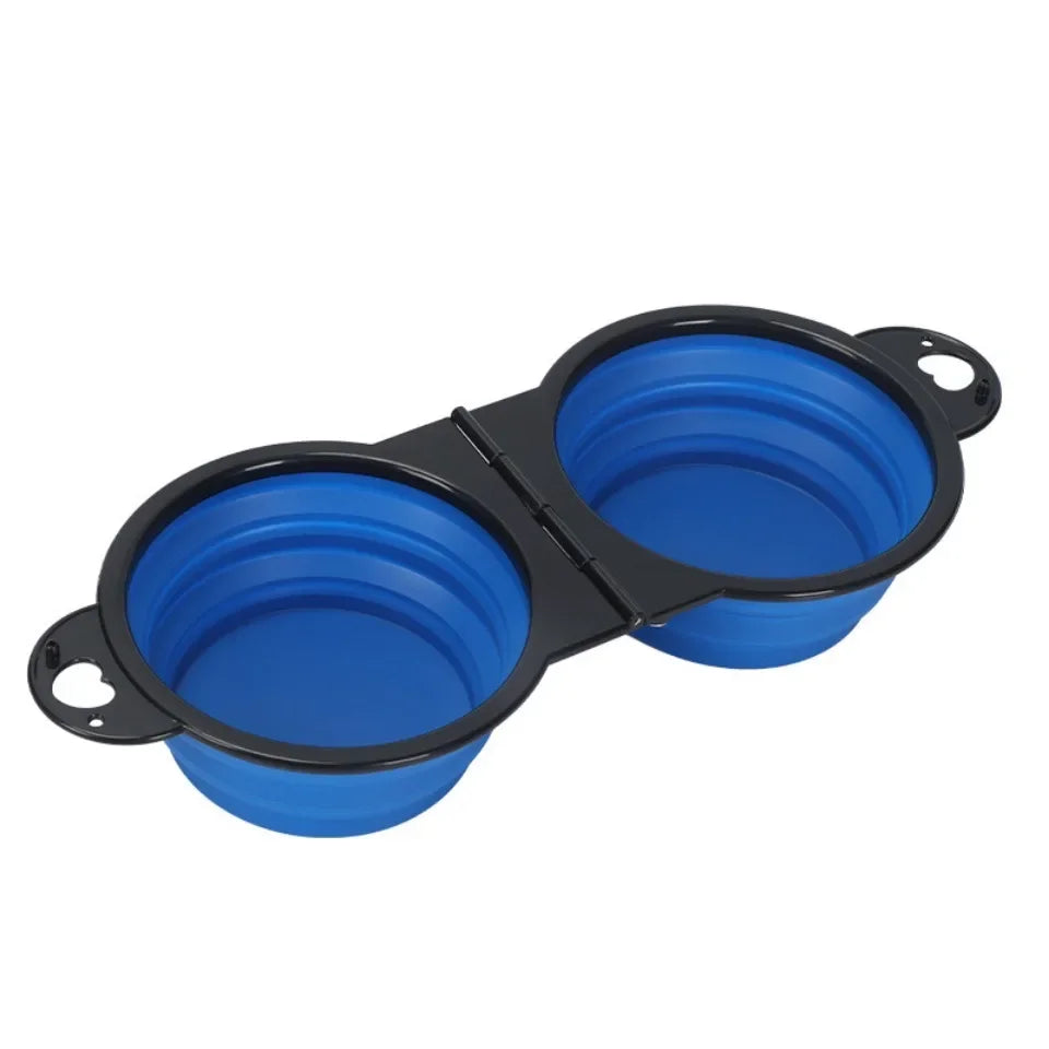 2-in-1 Foldable Dual Pet Feeding Bowl for Travel & Outdoor Use