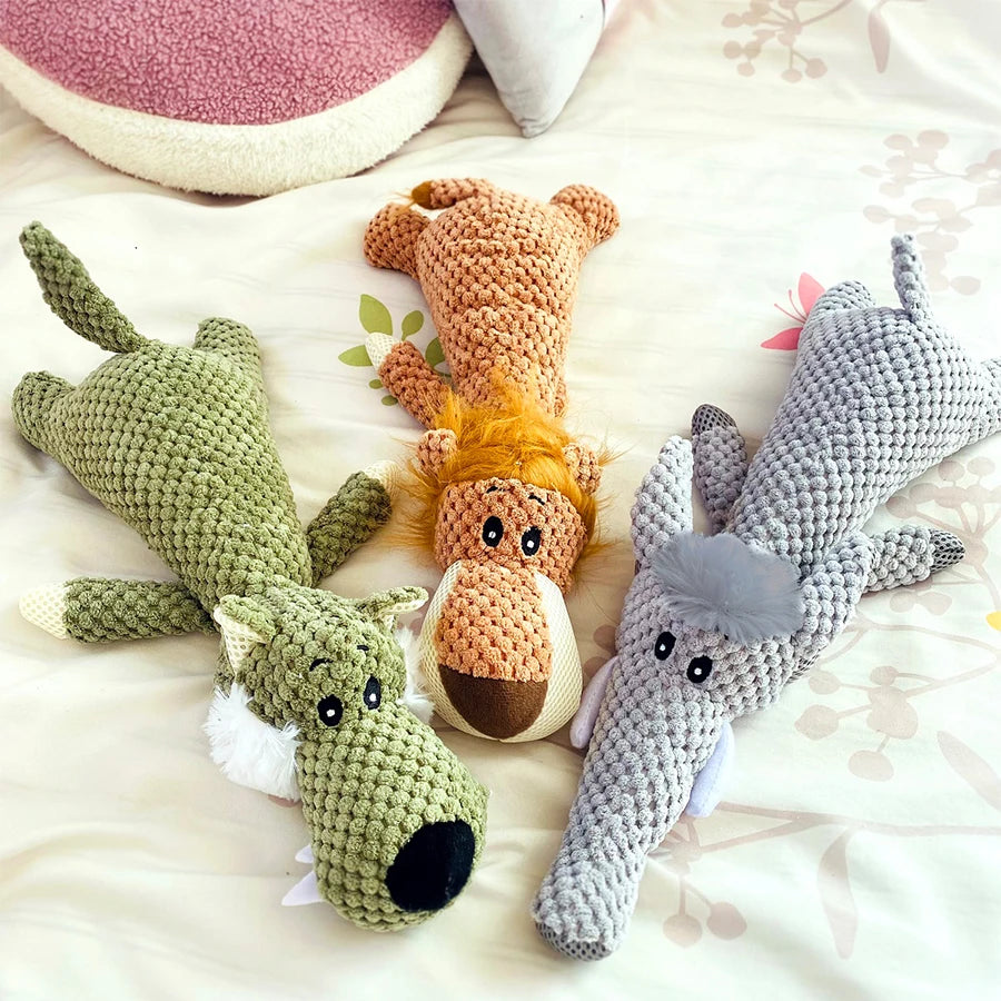 Large Bite-Resistant Plush Dog Toy with Sound - Elephant