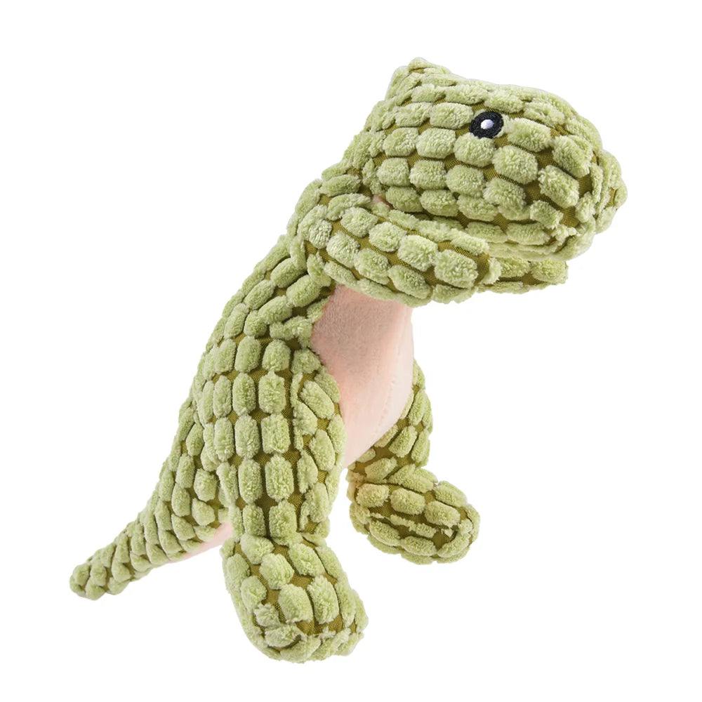 Plush Dinosaur Dog Toy - Interactive Chew Toy - Green