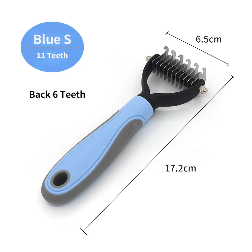 Professional Pet Deshedding Brush for Dogs & Cats - Blue