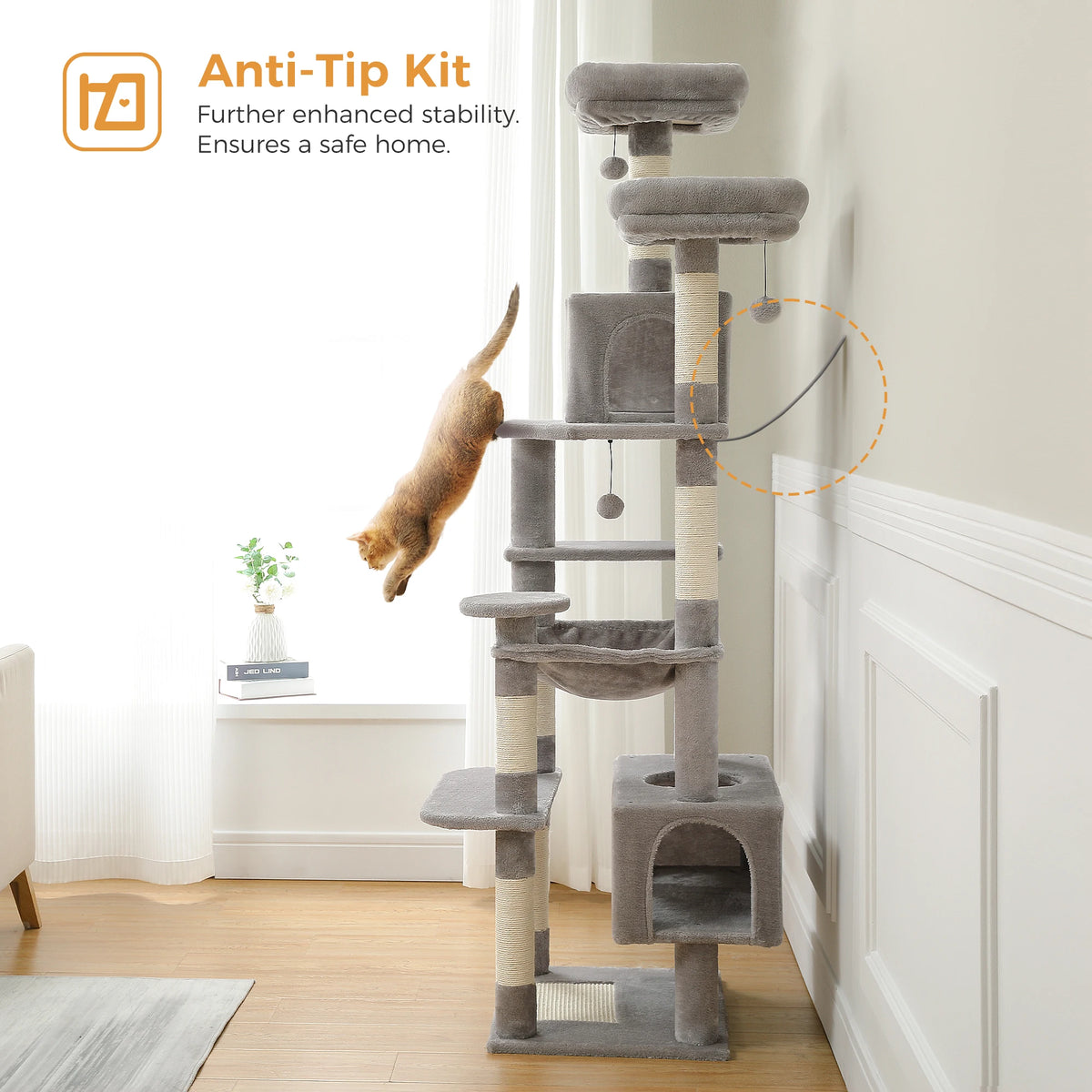 Large Multi-Level Plush Cat Tree Tower for Indoor Cats image 36