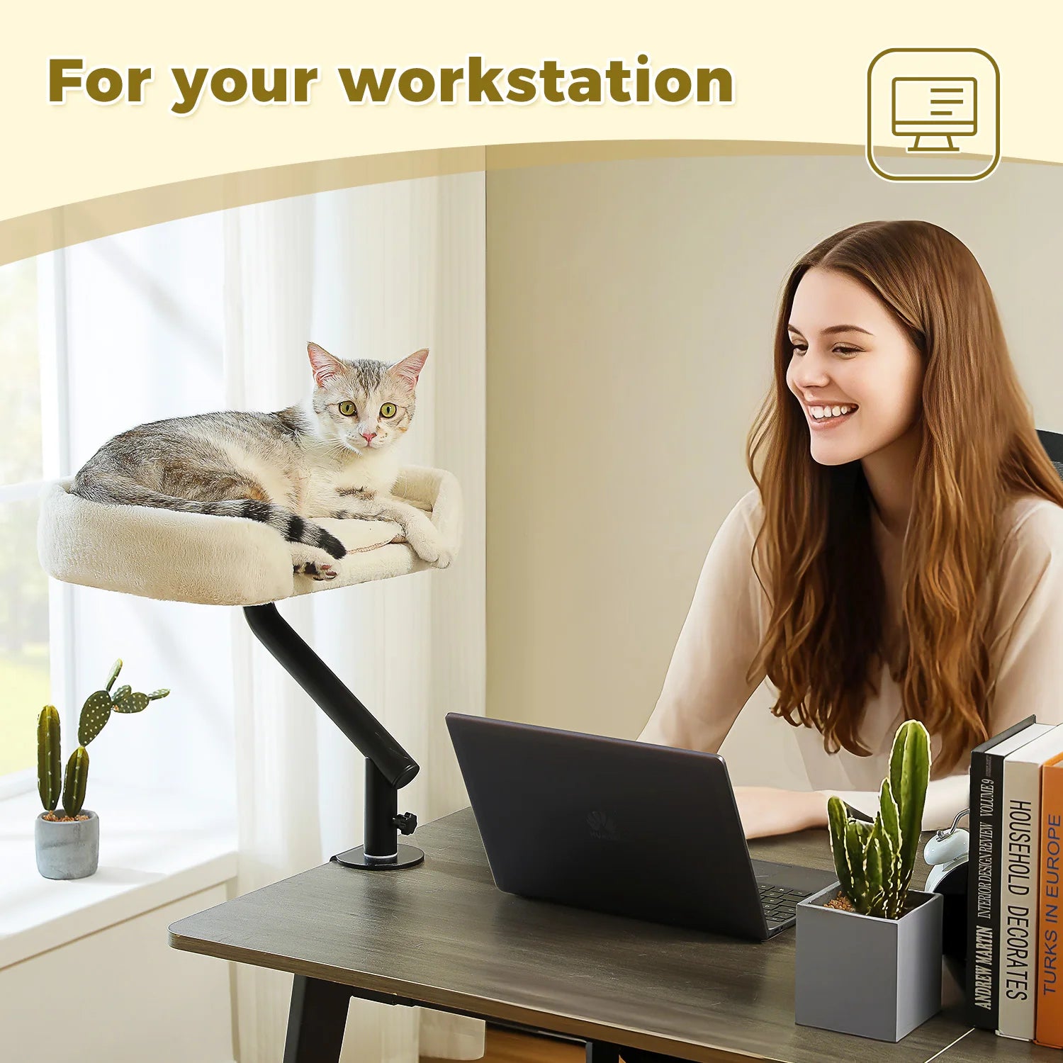 360° Rotatable Cat Desk Bed Stand for Indoor Cats image 7