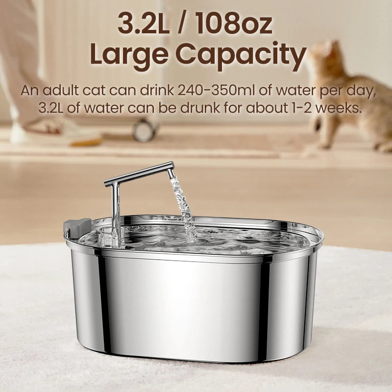 ROJECO Stainless Steel Automatic Cat Water Fountain image 2
