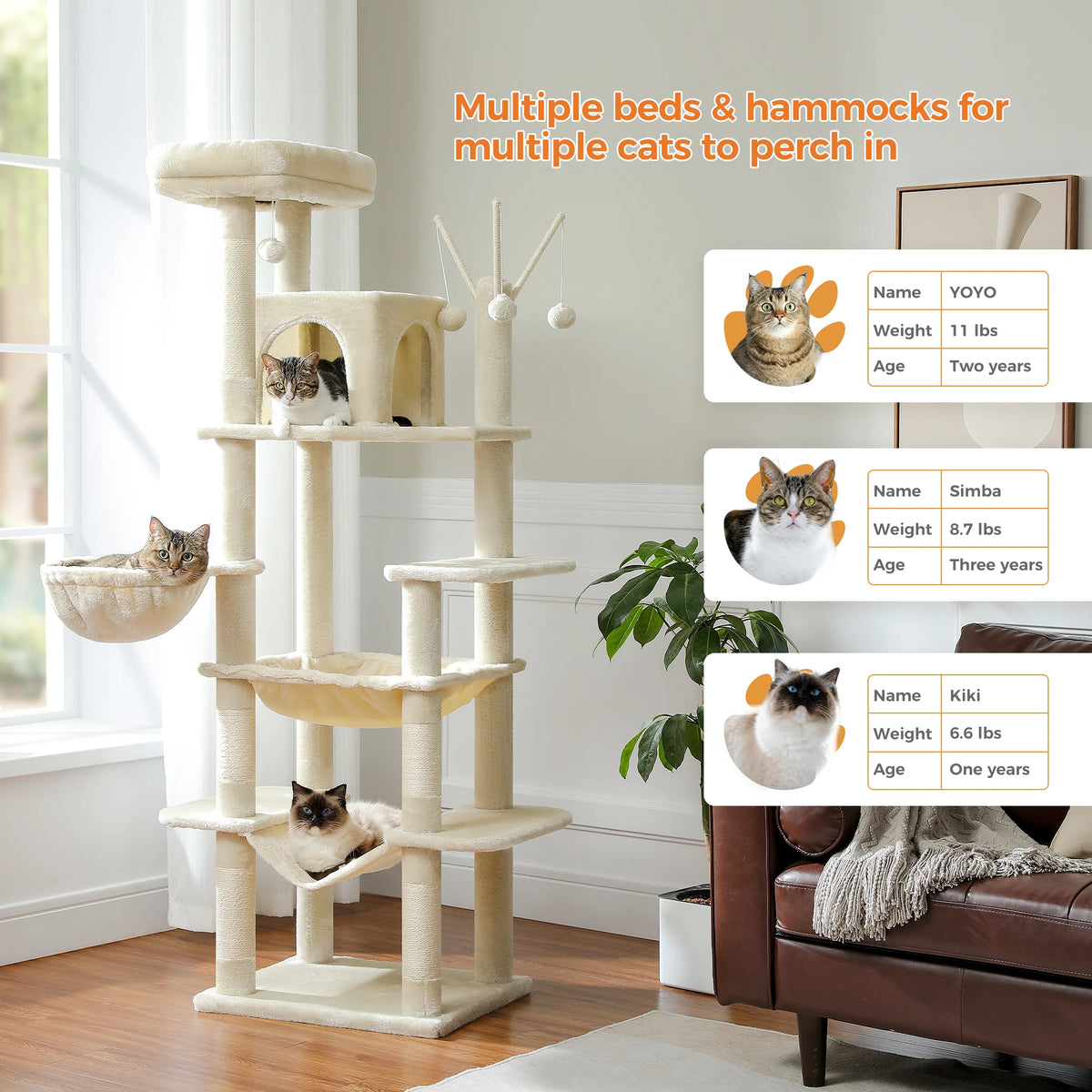 Large Multi-Level Plush Cat Tree Tower for Indoor Cats image 40