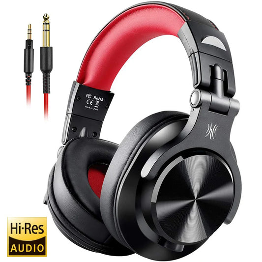 OneOdio Wired Over-Ear Studio Headphones with Mic - Red