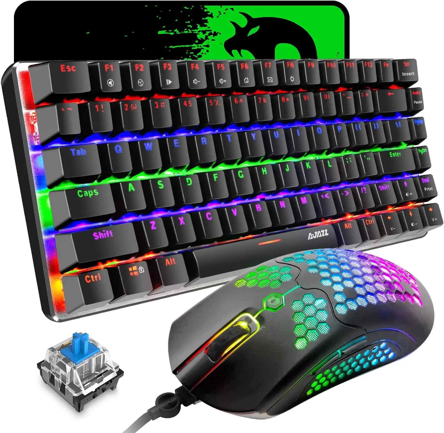 MANBASNAKE AK33 Keyboard and M5 Mouse RGB Combo - Black