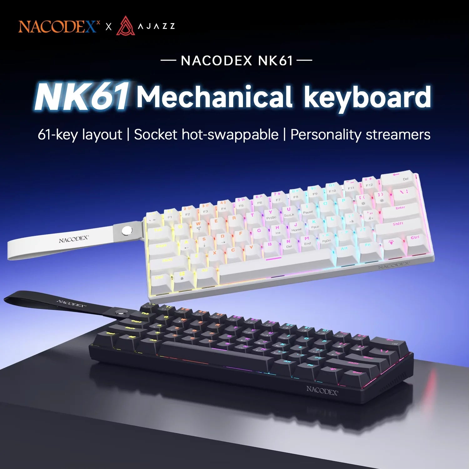 AJAZZ NK61 60% RGB Wired Mechanical Gaming Keyboard - White