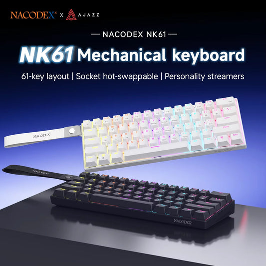 AJAZZ NK61 60% RGB Wired Mechanical Gaming Keyboard - White