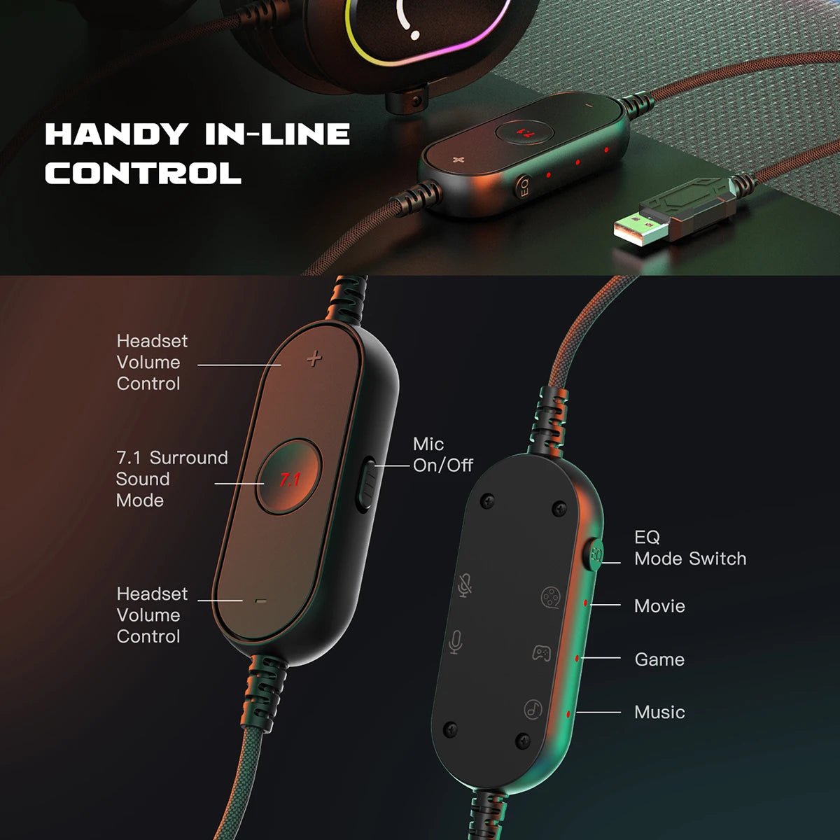FIFINE Dynamic RGB Over-Ear Gaming Headset with Mic image 5